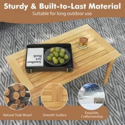 Tangkula Patio Coffee Table W/ Solid Teak Wood Structure Slatted Tabletop For Backyard 17 Tangkula Patio Coffee Table W/ Solid Teak Wood Structure Slatted Tabletop For Backyard -Tangkula GUEST 7af46f64 a24b 4b8c a564 cb46cf130b53