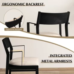 Tangkula Dining Chair W/ Arms Set Of 4 Modern Kitchen Chairs W/ Contoured Backrest Black & Beige 12 Tangkula Dining Chair W/ Arms Set Of 4 Modern Kitchen Chairs W/ Contoured Backrest Black & Beige -Tangkula GUEST 7affe456 dee2 4044 b288 da2272af6e9b