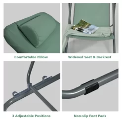 Tangkula 2 PCS Beach Chair Lounger Reclining Folding Chair W/3-Position Adjustable Backrest Blue/Orange/Green -Tangkula GUEST 7b79a755 f2a7 40a5 9510 a83e7dd74f0a