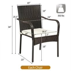 Tangkula 4 PCS Stackable Rattan Chairs Outdoor Dining Chairs W/Cushion For Porch Yard Garden -Tangkula GUEST 7ba22c26 b3af 4c80 a27e a0358972df8c