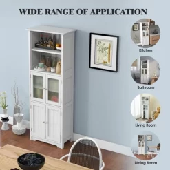 Tangkula Bathroom Tall Storage Cabinet Linen Tower W/ Glass Door & Adjustable Shelf White 17 Tangkula Bathroom Tall Storage Cabinet Linen Tower W/ Glass Door & Adjustable Shelf White -Tangkula GUEST 7ba236e5 56f3 4370 aedf e00e74b83f62