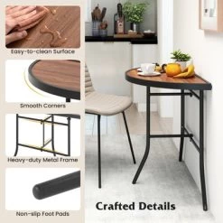Tangkula 2PCS Half-Round Folding Event Table Foldable Banquet Table W/ Metal Frame Brown -Tangkula GUEST 7bdfb383 39e3 45a8 9c7d d095c5940724