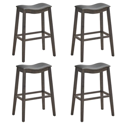 Tangkula Set Of 4 Saddle Bar Stools Bar Height Kitchen Chairs W/ Rubber Wood Legs 13 Tangkula Set Of 4 Saddle Bar Stools Bar Height Kitchen Chairs W/ Rubber Wood Legs - Image 11