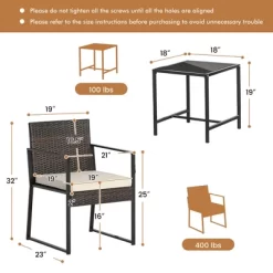 Tangkula 3PCS Patio Rattan Hand-Woven PE Wicker Bistro Set Outdoor Furniture Set W/ Table & Cushion 14 Tangkula 3PCS Patio Rattan Hand-Woven PE Wicker Bistro Set Outdoor Furniture Set W/ Table & Cushion -Tangkula GUEST 7c56e019 57a2 4078 9d82 0a89b51d6c81