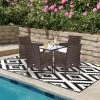 Tangkula Outdoor 4 PCS Rattan Dining Chair Patio Cushioned Arm Chair W/Zipper Brown