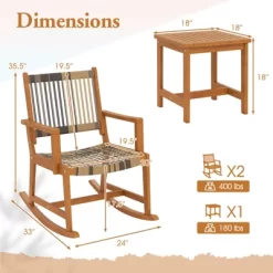 Tangkula 3 Pieces Rocking Bistro Set PE Rattan Front Porch Chairs W/ Coffee Table -Tangkula GUEST 7d416abb 373d 460c 8c21 7652e752e35b