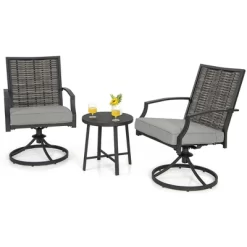 Tangkula 3PCS Swivel Chair Set Coffee Table Wicker Cushioned Seat Balcony Porch Patio 7 Tangkula 3PCS Swivel Chair Set Coffee Table Wicker Cushioned Seat Balcony Porch Patio -Tangkula GUEST 7d9d74eb 3a97 4534 b5c3 52d954b6f5eb