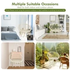 Tangkula Hammock Chair Macrame Swing, Patio Hanging Hammock Chair W/ LED Lights, Hanging Cotton Rope Hammock Swing Chair 17 Tangkula Hammock Chair Macrame Swing, Patio Hanging Hammock Chair W/ LED Lights, Hanging Cotton Rope Hammock Swing Chair -Tangkula GUEST 7dd4d998 65da 4b87 adf7 dd8c84a73d4e