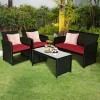 Tangkula 4 Piece Outdoor Patio Rattan Furniture Set Red Cushioned Seat For Garden, Porch, Lawn 1 Tangkula 4 Piece Outdoor Patio Rattan Furniture Set Red Cushioned Seat For Garden, Porch, Lawn -Tangkula GUEST 7e40cc17 d3e8 4b81 9119 216938091ad8