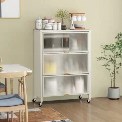 Tangkula 4-Tier Kitchen Bakers Rack Microwave Stand W/ Flip Doors Universal Wheels White -Tangkula GUEST 7ebaa970 2511 4e79 9d20 c5cf3e29a37d