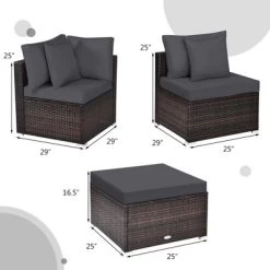 Tangkula 4PCS Rattan Patio Conversation Furniture Set Yard Outdoor W/ Grey Cushion -Tangkula GUEST 7ecb574b 6461 413c a31d 7187833e15d1