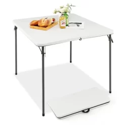 Tangkula Folding Camping Table Portable Picnic Table With All-Weather HDPE Tabletop Metal Frame & Carry Straps White/Gray -Tangkula GUEST 7f5b97fd 23c3 4ccb a9b5 99a7b813abf5