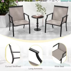 Tangkula Patio Chairs Set Of 4 Dining Chairs W/ Curved Backrest Long Armrest Breathable Fabric -Tangkula GUEST 7f74a88e 8ef9 46ed 855c 5c5f152a990e