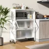 Tangkula 4-Tier Kitchen Bakers Rack Microwave Stand W/ Flip Doors Universal Wheels White -Tangkula GUEST 7fcbd239 c28e 459a b141 544a797c9028