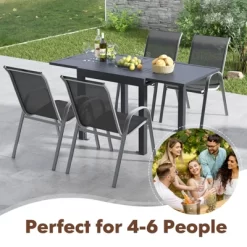 Tangkula Extendable Outdoor Dining Table 31.5 -63 Inches Patio Dining Table W/ All-weather Aluminum Frame Large Rectangular Table -Tangkula GUEST 8098ff29 5a85 4a70 83c3 04df246c61e1