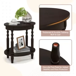 Tangkula 2-Tier End Table Oval Compact Sofa Side Nightstand W/ Storage Shelf -Tangkula GUEST 80be8b7b e4c3 4fff 84c0 36e552b3f0f1