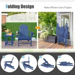 Tangkula 2 PCS Patio Folding Adirondack Chair Side Table Cup Holder HDPE Navy -Tangkula GUEST 80d72c42 70cb 48e3 afe8 8a31bc114b1c