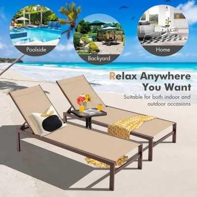 Tangkula Set Of 2 Aluminum Patio Chaise Lounge Outdoor Adjustable Lounge Chair W/ 6-Position Backrest 8 Tangkula Set Of 2 Aluminum Patio Chaise Lounge Outdoor Adjustable Lounge Chair W/ 6-Position Backrest - Image 6