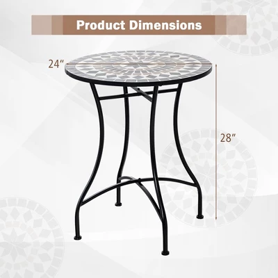 Tangkula 24" Bistro Table W/ Ceramic Tile Tabletop Heavy-Duty Metal Structure Patio 9 Tangkula 24" Bistro Table W/ Ceramic Tile Tabletop Heavy-Duty Metal Structure Patio - Image 7
