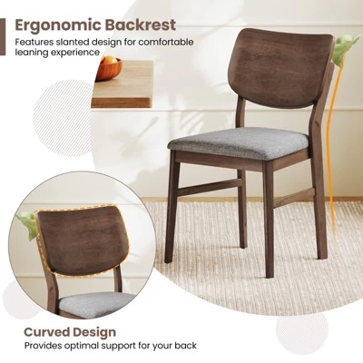 Tangkula Dining Chairs Set Of 4 W/ Rubber Wood Frame Padded Seat Curved Back Living Room 6 Tangkula Dining Chairs Set Of 4 W/ Rubber Wood Frame Padded Seat Curved Back Living Room - Image 4