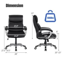 Tangkula Adjustable Executive Chair Rolling High Back Leather Office Chair Black 13 Tangkula Adjustable Executive Chair Rolling High Back Leather Office Chair Black -Tangkula GUEST 816e58a4 c274 4d9c 90c0 05c995c2619a