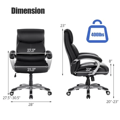 Tangkula Adjustable Executive Chair Rolling High Back Leather Office Chair Black 5 Tangkula Adjustable Executive Chair Rolling High Back Leather Office Chair Black - Image 3