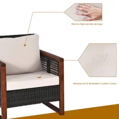 Tangkula 3PCS Rattan Wicker Patio Conversation Set Outdoor Furniture Set W/ Cushion -Tangkula GUEST 821e72c7 433e 4d55 9504 bf3ab7e5f301