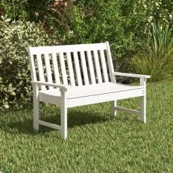 Tangkula 2-Person Outdoor Garden Park Bench All-Weather HDPE Patio Loveseat Chair With Cozy Backrest Ergonomic Loveseat Bench White -Tangkula GUEST 8236fc45 641b 4054 bf2a b700510ab619