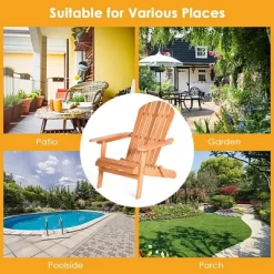 Tangkula 2 PCS Eucalyptus Adirondack Chair Foldable Outdoor Wood Lounger Chair Natural -Tangkula GUEST 823d48a9 7a3f 4c4d 8ff4 c08028546a74