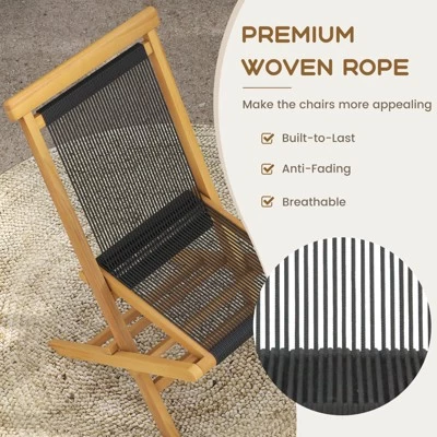Tangkula 4PCS Folding Chairs W/ Quick-Folding Portable Design Woven Rope Seat Porch Patio 3 Tangkula 4PCS Folding Chairs W/ Quick-Folding Portable Design Woven Rope Seat Porch Patio