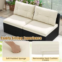 Tangkula 5 Pieces Outdoor Patio Furniture Set Sectional PE Rattan Sofa Set With Cushions And Tempered Glass Coffee Table 17 Tangkula 5 Pieces Outdoor Patio Furniture Set Sectional PE Rattan Sofa Set With Cushions And Tempered Glass Coffee Table -Tangkula GUEST 827c0fa9 7605 487a b1a7 73232e65c348