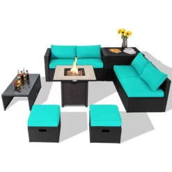 Tangkula 9 Pieces Outdoor PE Rattan Wicker Sectional Sofa With 42" Gas Fire Pit Table Space-Saving Patio Conversation Set With Storage Box Black/Grey/Navy/Red/Turquoise/Off White 31 Tangkula 9 Pieces Outdoor PE Rattan Wicker Sectional Sofa With 42" Gas Fire Pit Table Space-Saving Patio Conversation Set With Storage Box Black/Grey/Navy/Red/Turquoise/Off White -Tangkula GUEST 838f7850 296b 49d4 ade0 a38aff7c042b