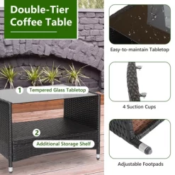 Tangkula 4PCS Outdoor Sofa Set Patio Rattan Wicker Conversation Set W/ Coffee Table -Tangkula GUEST 8397183f fff5 40ef 8fea eed7a10d9b81