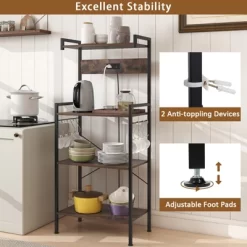 Tangkula Kitchen Bakers Rack W/ Power Outlet 4 Tiers Coffee Bar Table W/ 2 AC Outlets 18 Tangkula Kitchen Bakers Rack W/ Power Outlet 4 Tiers Coffee Bar Table W/ 2 AC Outlets -Tangkula GUEST 83ac4789 3815 43e6 94a9 0cbaeb3888ee