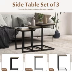 Tangkula 3 Pcs Nesting Coffee End Table Set Stacking Side Nightstand Living Room -Tangkula GUEST 83e4a677 8a6b 4f06 909b 39be06eef001