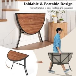 Tangkula 2PCS Half-Round Folding Event Table Foldable Banquet Table W/ Metal Frame Brown -Tangkula GUEST 83e996e8 ee3d 4166 a103 01ab14fdf908