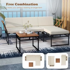 Tangkula Set Of 3 L-Shaped Outdoor Furniture Set Acacia Wood Patio Sectional Cushioned Conversation Sofa With Square Coffee Table -Tangkula GUEST 840db34e e8e3 4c1a 9dd2 307e486e8ad6