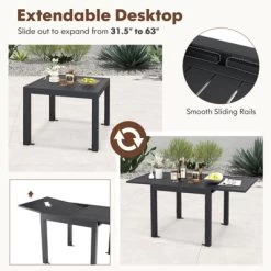 Tangkula Extendable Outdoor Dining Table 31.5 -63 Inches Patio Dining Table W/ All-weather Aluminum Frame Large Rectangular Table -Tangkula GUEST 842e59a1 3c46 4643 89a6 2751fabff9aa