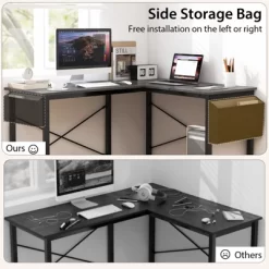 Tangkula L-Shaped Office Desk Modern Reversible Computer Desk With Storage Pocket & CPU Stand Corner Gaming Table With Sturdy Metal Frame -Tangkula GUEST 843111d5 9367 44d1 b197 ac3fcead6176