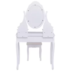 Tangkula Oval Vanity Mirror Dressing Table Beauty Dresser Cosmetics Organizer W/ Cushioned Bench -Tangkula GUEST 847da802 3590 48b2 8dee e53bf81b54e2