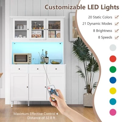 Tangkula 77" Tall Kitchen Pantry Storage Cabinet With LED Lights And Power Outlets 7 Tangkula 77" Tall Kitchen Pantry Storage Cabinet With LED Lights And Power Outlets - Image 5