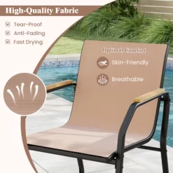 Tangkula 5 PCS Patio Dining Set W/ Wood-like Armrests & Metal Frame For Garden Yard -Tangkula GUEST 84c5ea63 99b0 4b96 936b 9fb89c4c58e2