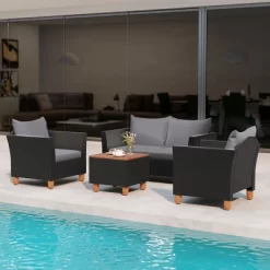 Tangkula 4 PCS Wicker Patio Furniture Set W/ Removable Cushions Storage Coffee Table -Tangkula GUEST 84d87fb6 e77e 45bc ae97 20e29ae9bdb1