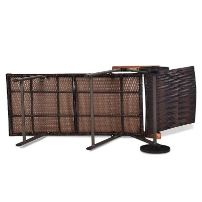 Tangkula Outdoor Rattan Wicker Lounge Chair Folding Patio Chaise W/ Wheels & Cushion 10 Tangkula Outdoor Rattan Wicker Lounge Chair Folding Patio Chaise W/ Wheels & Cushion - Image 8