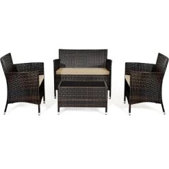 Tangkula 4 PCS Patio Rattan Wicker Furniture Set Outdoor With Cushions 10 Tangkula 4 PCS Patio Rattan Wicker Furniture Set Outdoor With Cushions -Tangkula GUEST 855b937c 6918 46a6 b768 c93fed0f551b