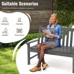 Tangkula Garden Bench All-Weather HDPE 2-Person Outdoor Bench For Front Porch Backyard -Tangkula GUEST 85a162fa e816 44f2 8129 bb5d66af832a
