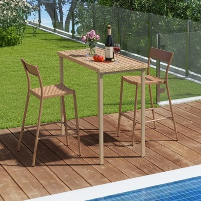 Tangkula 3 Pieces Patio Bar Table Set Outdoor Bar Height Table & 2 Armless Chairs 3 Tangkula 3 Pieces Patio Bar Table Set Outdoor Bar Height Table & 2 Armless Chairs
