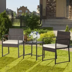 Tangkula 3PCS Patio Rattan Hand-Woven PE Wicker Bistro Set Outdoor Furniture Set W/ Table & Cushion 12 Tangkula 3PCS Patio Rattan Hand-Woven PE Wicker Bistro Set Outdoor Furniture Set W/ Table & Cushion -Tangkula GUEST 85e7a9da 9e57 4aa9 bd64 614f32ceb7dd