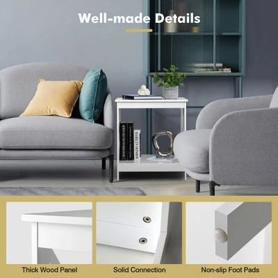 Tangkula Set Of 2 Accent End Table 2-Tier Sofa Side Table Nightstand W/ X-Shaped Frame White 7 Tangkula Set Of 2 Accent End Table 2-Tier Sofa Side Table Nightstand W/ X-Shaped Frame White - Image 5