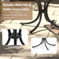 Tangkula Tempered Glass Top Patio Table, 20" Outdoor Side Table W/ Heavy-duty Metal Frame Patio Square End Table For Poolside Backyard -Tangkula GUEST 8612234d b25c 4835 badc 5f155e696334